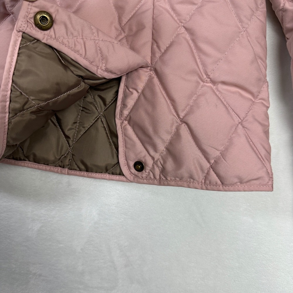 Eddie Bauer Premium Quilted Goose Down Puffer Jacket Pink Snap Flap Pockets Sz L - Picture 13 of 14